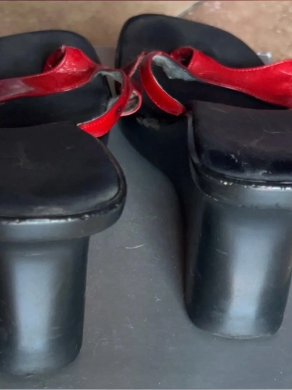 Charles David | Red Black Wedge Sandals Mules Flip Flops Shoes Women’s
